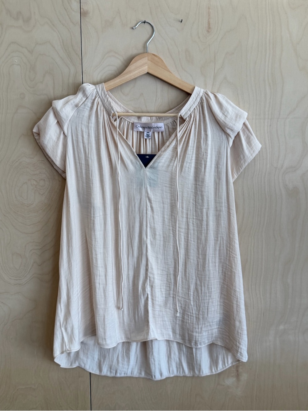 Catherine Malandrino Cream Short-Sleeve Peasant Top